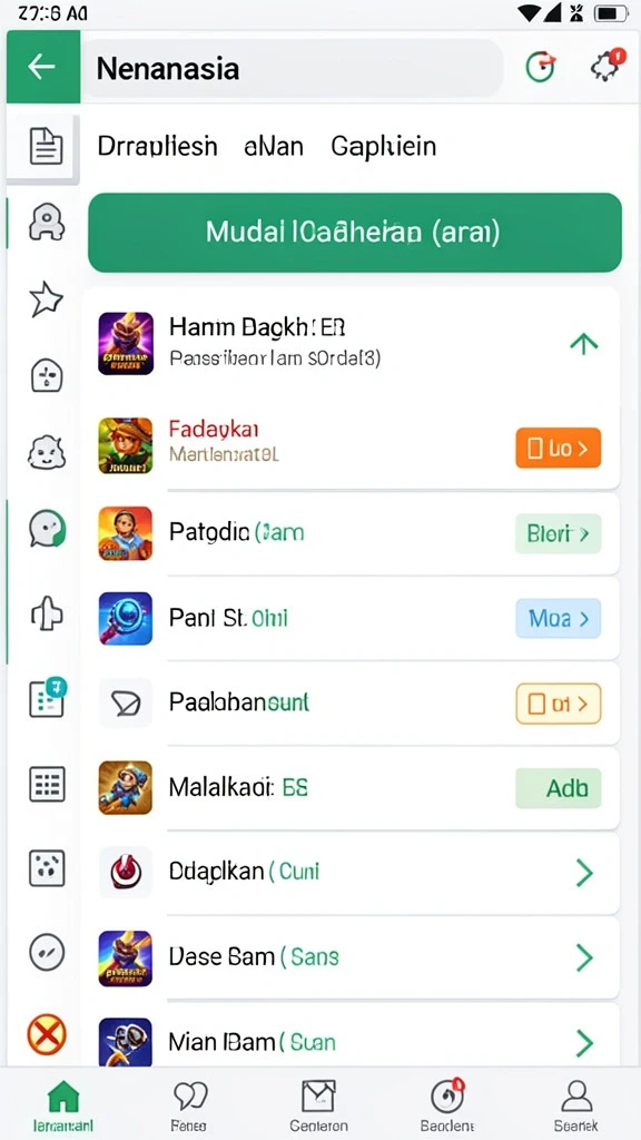 Menu permainan dengan berbagai pilihan dan tantangan.